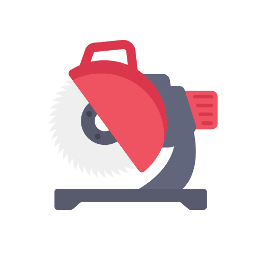 Circular saw machine cutter construction and tools icon