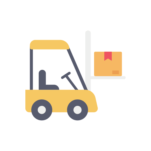 Forklift industry shipping and delivery logistics icon