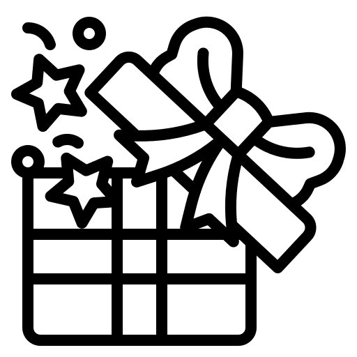 Gift box birthday and party present box package icon