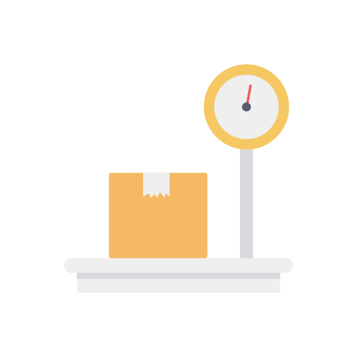 Weight scale shipping and delivery package logistics icon