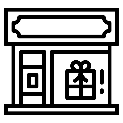 Shop architecture and city building store icon