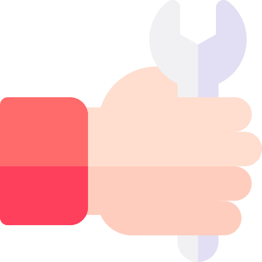 Labor worker repairing wrench icon