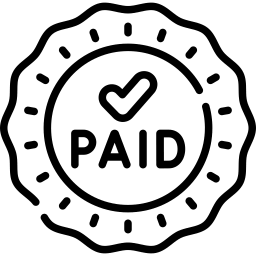 Paid business and finance pay check icon