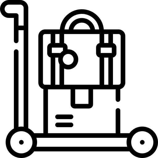 Baggage suitcase trolley luggage cart icon