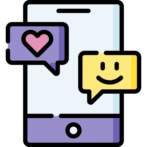 Chat smiley heart smartphone icon Chat smiley heart smartphone icon