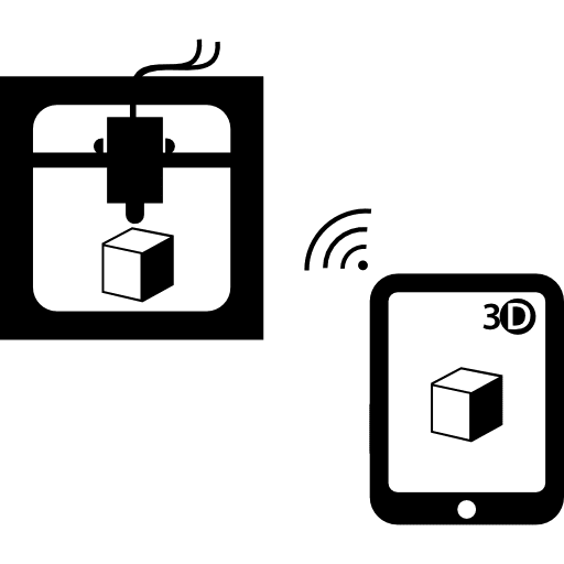 Printing on 3d printer with tablet or cellphone 3d printing printer tools and utensils icon