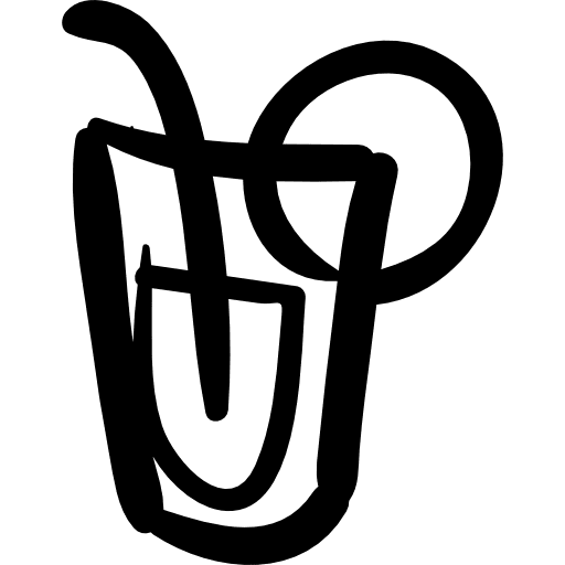 Drink glass with a straw and fruit slice hand drawn outline outlined drink liquid icon