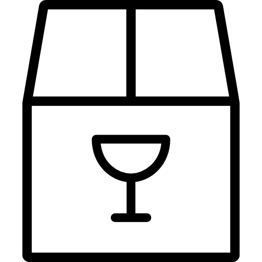 Cardboard box with fragile items glasses fragile cardboard icon