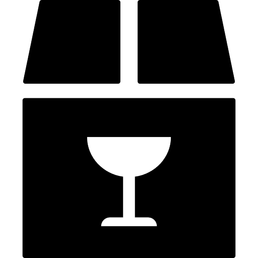 Cardboard box with glasses glass box fragile icon