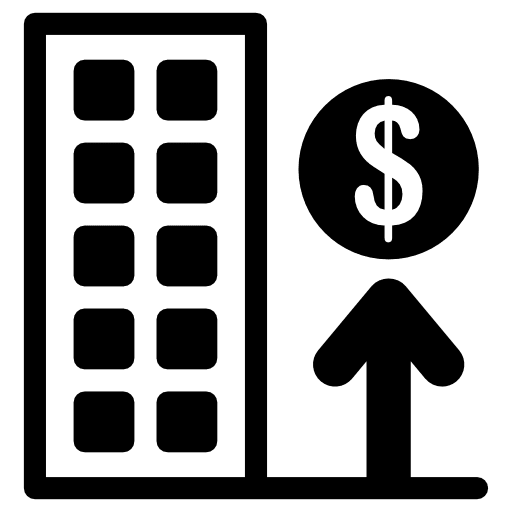 Rising house prices money up arrow interface icon