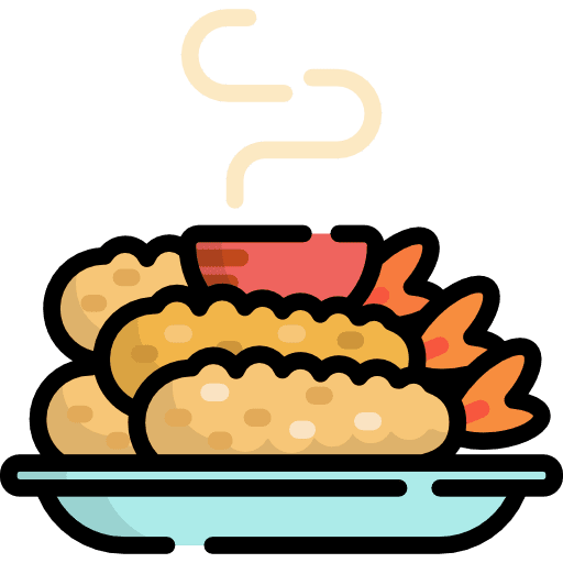 Tempura gastronomy food and restaurant fry icon