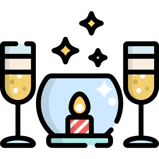 Romantic champagne candle romantic icon