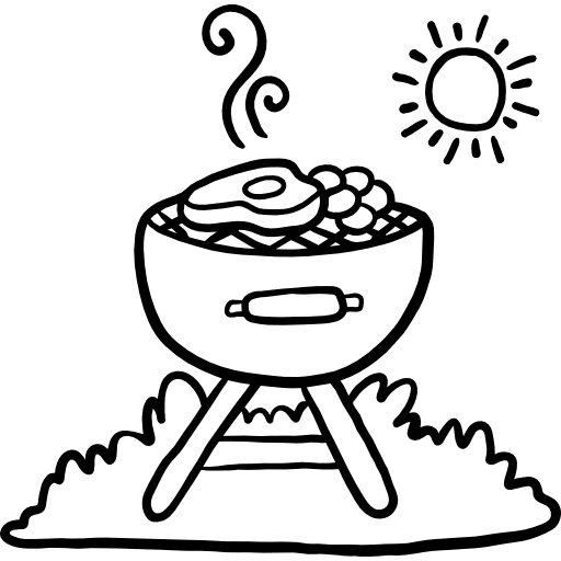 Barbecue summertime food and restaurant grill icon