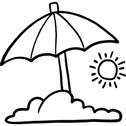 Sun umbrella summer sunbed beach icon