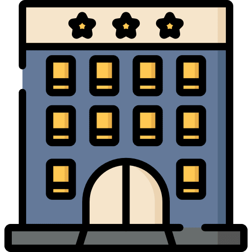 Hotel buildings hostel architecture and city icon Hotel buildings hostel architecture and city icon