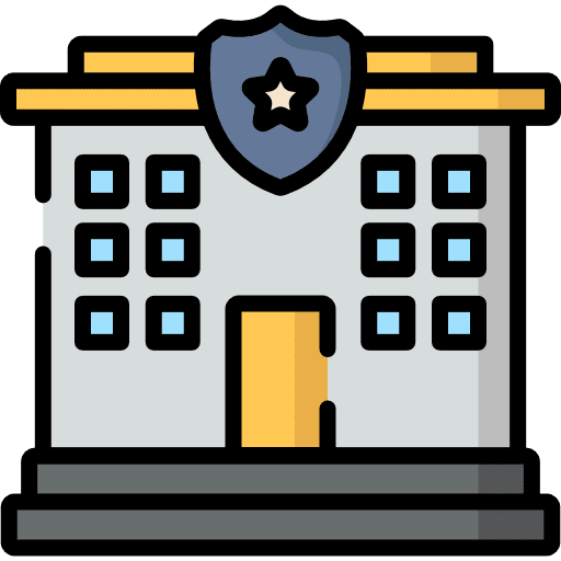 Police station architecture and city prison police station icon Police station architecture and city prison police station icon