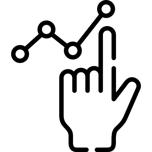 Line chart graphics hands and gestures hand icon