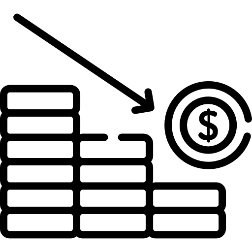 Loss exchange analytics coin icon