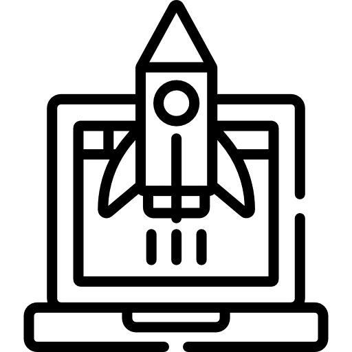 Rocket startup computer monitor icon