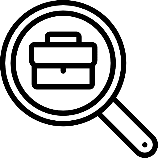 Job search job briefcase magnifying glass icon