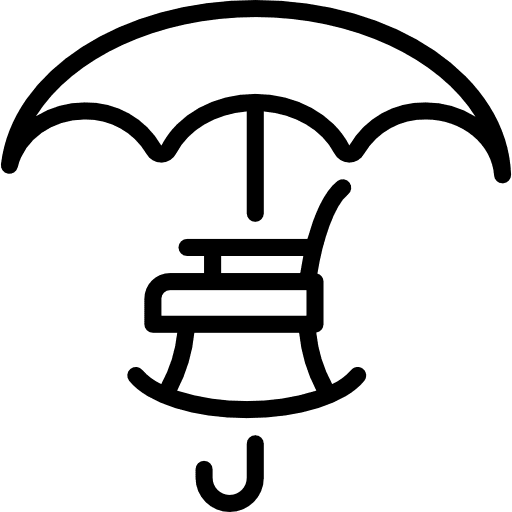 Pension umbrella protection chair icon