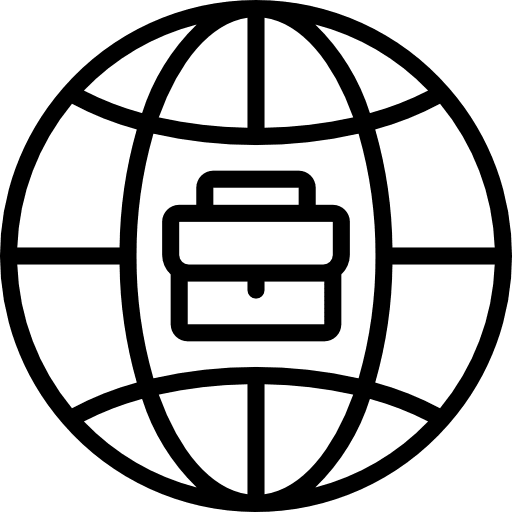 Worldwide miscellaneous briefcase earth grid icon