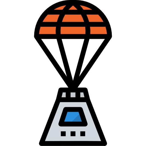 Space ship landing parachute space ship icon Space ship landing parachute space ship icon
