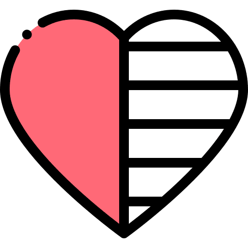 Half shapes and symbols heart half icon Half shapes and symbols heart half icon