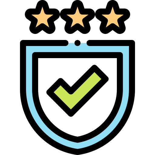 Check mark stars security rating icon Check mark stars security rating icon