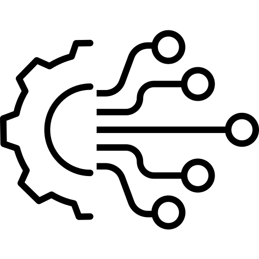 Artificial intelligence cogwheel data integration robotics icon