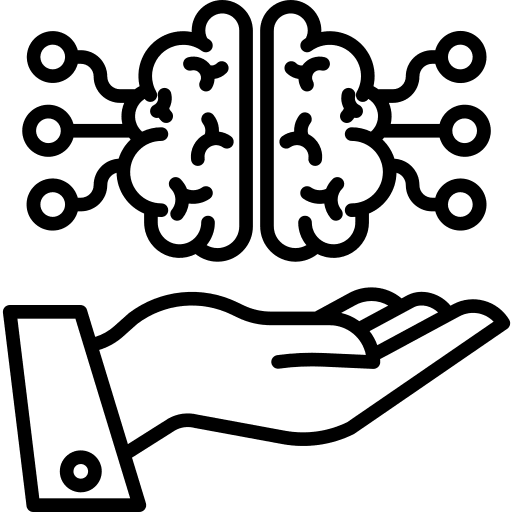 Ai hands and gestures automaton brain icon