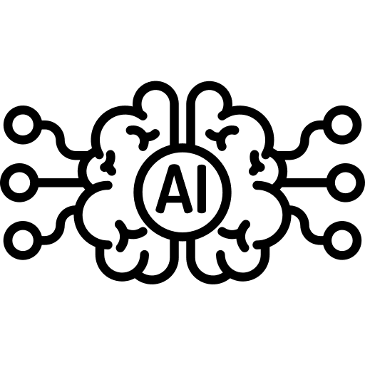 Brain robotics ai automaton icon