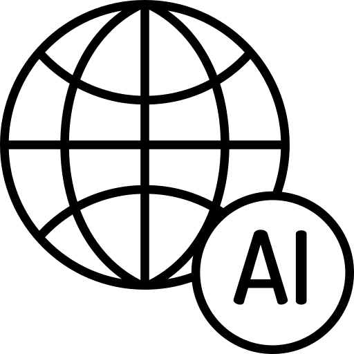 Artificial intelligence earth grid electronic world icon