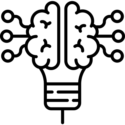 Brain light science electronics icon