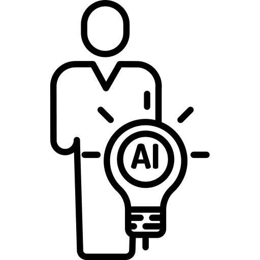 Human ai bulb thinking icon