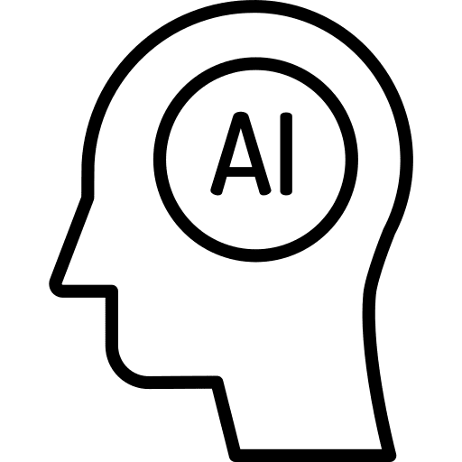Human technology head ai icon