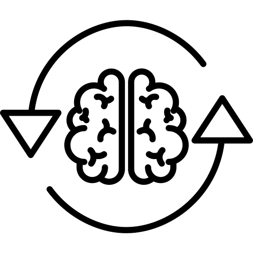 Brain directions arrows strategy icon