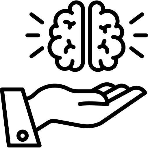 Hand strategy hand brain icon