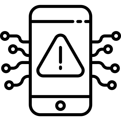 Warning cellphone signal telephone icon