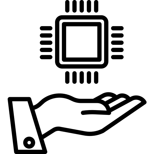 Chip processor hands hand icon