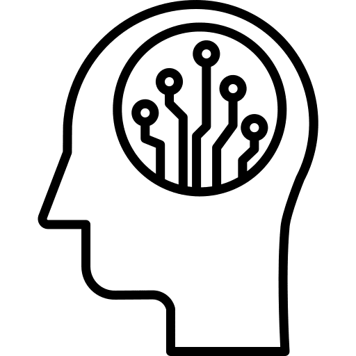 Head connections ai science fiction icon