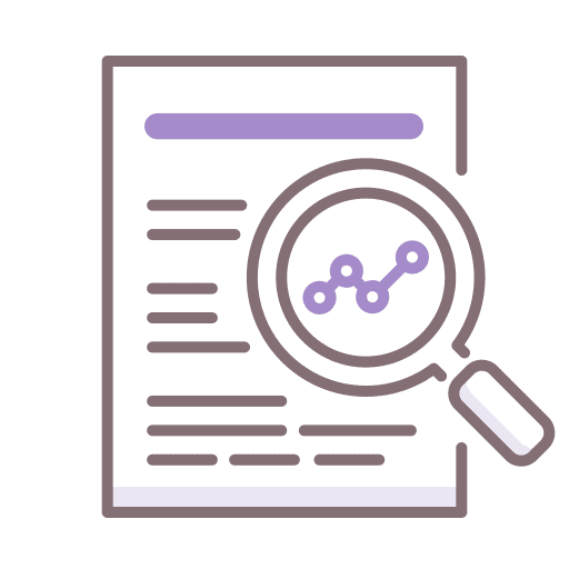 Case study file case document magnifying glass icon