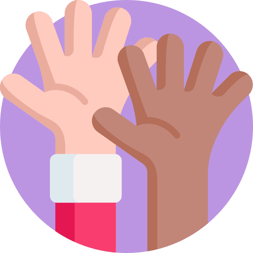 Hands up participant involved education icon