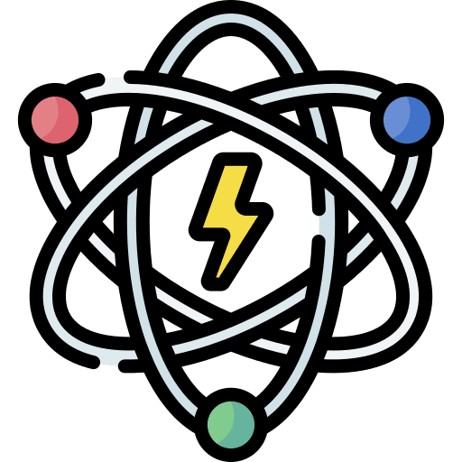 Atomic energy love atom heart icon