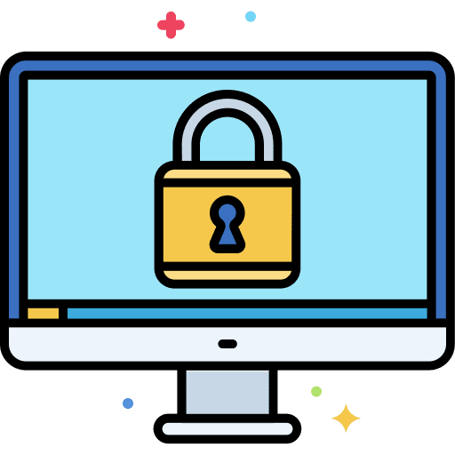 Cyber security monitor safety lock icon