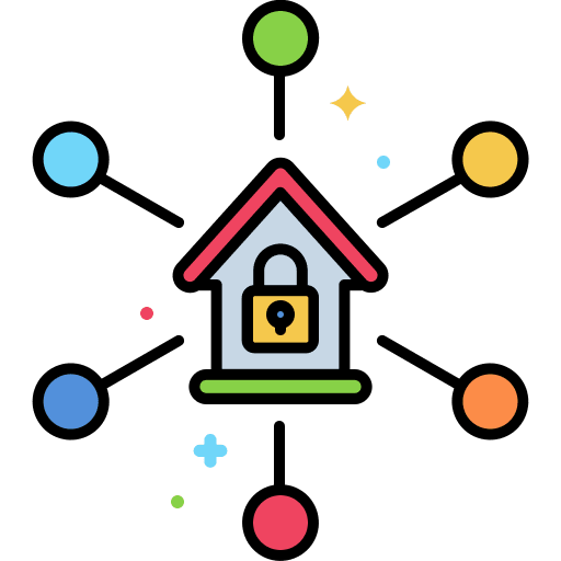 Home network intelligence flat network icon