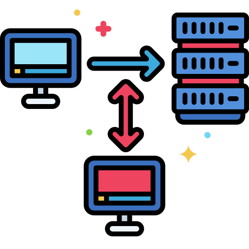 Hosting server network seo and web system icon