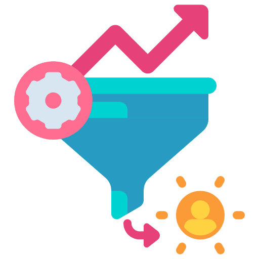 Conversion rate seo and web funnel marketing icon