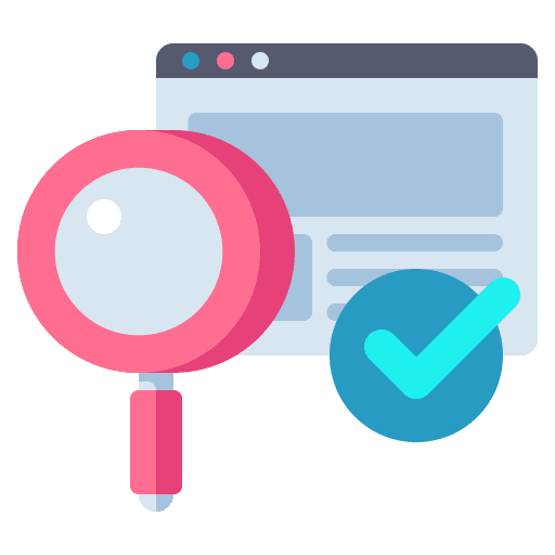 Quality control assurance seo and web loupe icon
