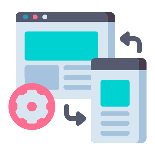 Responsive design seo and web browser webpage icon